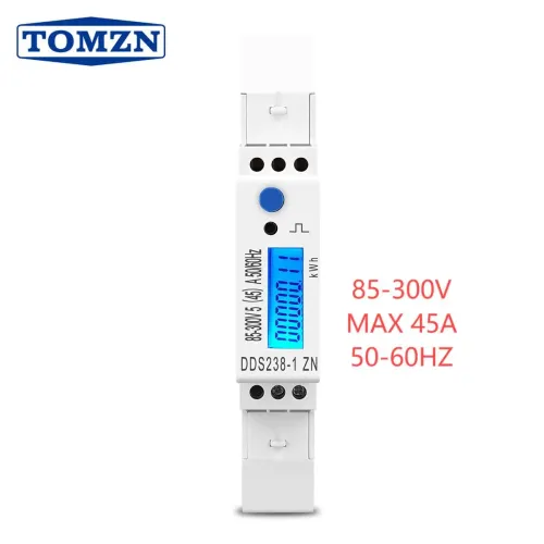 5(45)A 45A MAX 110V 220V 50HZ 60HZ voltage current single phase Din rail KWH Watt hour energy meter with RS485 MODBUS-RUT - TOMZN
