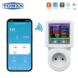 6 in 1 Smart Meter SKW France EU Socket WIFI TUYA Smartlife OVP UVP OCP Timer Prepaid function V-A-Hz-PF-kWh Leakage Display - TOMZN