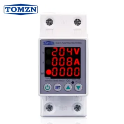 63A 230V 3IN1 Display Din rail adjustable over and under voltage protective device protector relay with over current protection - TOMZN