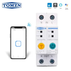 63A Din Rail WIFI Circuit Breaker Smart Switch Remote Control by Ewelink APP for Smart Home 63A with Leakage Protection - TOMZN