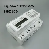 10(100)A 3*220V/380V 60HZ three phase Din rail KWH Watt hour din-rail energy meter LCD - TOMZN