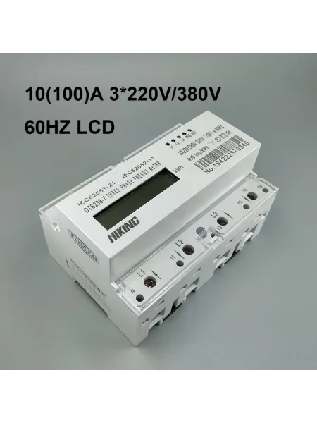 10(100)A 3*220V/380V 60HZ three phase Din rail KWH Watt hour din-rail energy meter LCD - TOMZN