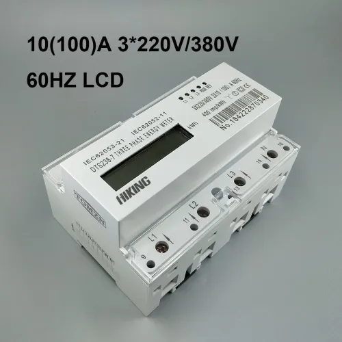 10(100)A 3*220V/380V 60HZ three phase Din rail KWH Watt hour din-rail energy meter LCD - TOMZN