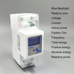 65A 100A 220V 230V 50HZ 60HZ voltage current Positive reverse active reactive power Single phase Din rail Watt hour energy meter - TOMZN