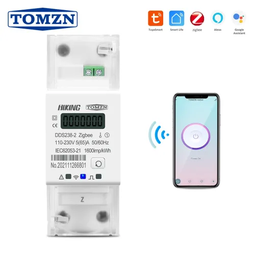 65A Single Phase Zigbee Gateway Tuya Din Rail WIFI Smart Energy Meter timer Monitor kWh Meter Wattmeter 110V 220V 50/60Hz - TOMZN