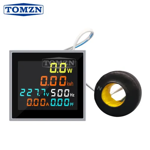 6IN1 50-300V 50/60Hz Square Voltmeter Ammeter Ampere Current Voltage Hertz Frequency Energy Meter Kwh Signal Light lndicator - TOMZN