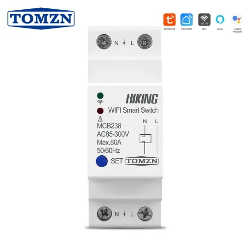 80A 2P Din Rail wifi smart switch circuit breaker remote control by TUYA smartlife with Alexa Google Home for home TOMZN - TOMZN