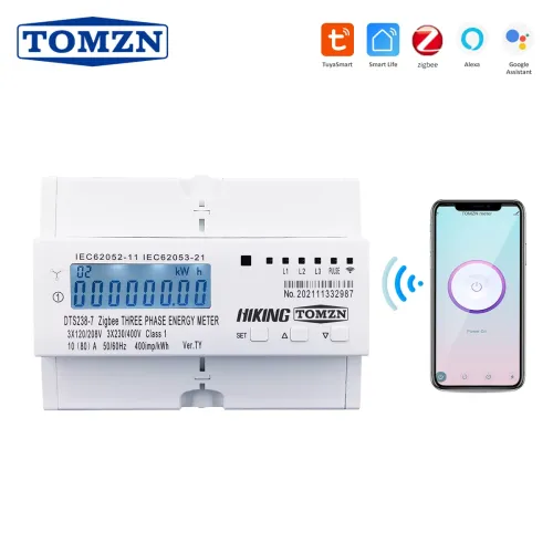 80A 3 Phase Zigbee Gateway Tuya Din Rail WIFI Smart Energy Meter timer Monitor kWh Meter Wattmeter 3*120V 3*230V - TOMZN