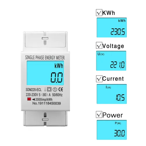 80A Din rail Single Phase Two Wire LCD Digital Display Power Consumption Energy Electric Meter kWh AC 220V 230V 50Hz/60Hz - TOMZN