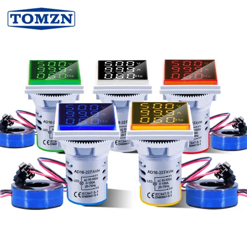 AC 60-500V 1-100A LED Digital Voltmeter Ammeter Hertz HZ Signal Lights 220V Voltage Current Meter Volt Amp Tester Detector - TOMZN