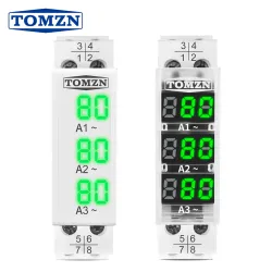Din Rail 18mm apmere Meter AC 100A 220V 380V Three Phase Modular ammeterIndicator LED Digital Display Detector witch CT - TOMZN