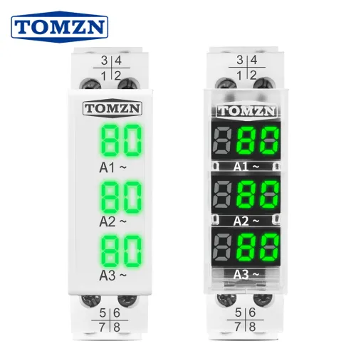 Din Rail 18mm apmere Meter AC 100A 220V 380V Three Phase Modular ammeterIndicator LED Digital Display Detector witch CT - TOMZN