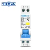 18MM 230V 50/60Hz RCBO 1P+N 6KA Residual current differential automatic Circuit breaker with over current Leakage protection - TOMZN