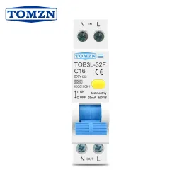 18MM 230V 50/60Hz RCBO 1P+N 6KA Residual current differential automatic Circuit breaker with over current Leakage protection - TOMZN
