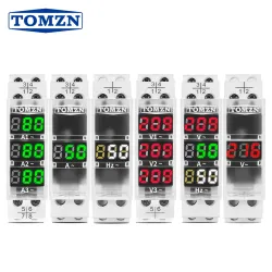 Din Rail 18mm Voltage Meter Ammeter AC 40-500V 220V 380V Single Three Phase Modular Indicator LED Digital Display Detector - TOMZN