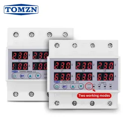 Din rail 3 Phase 3P+N adjustable Over Under Voltage current limit protection Relay Protector SYN ASYNC Synchronous Asynchronous - TOMZN