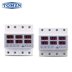 Din Rail 3 Phase Voltage Relay 3P+N Voltmeter Ammeter Over and Under Voltage Monitor Relays Protector Adjust Current Overvoltage - TOMZN