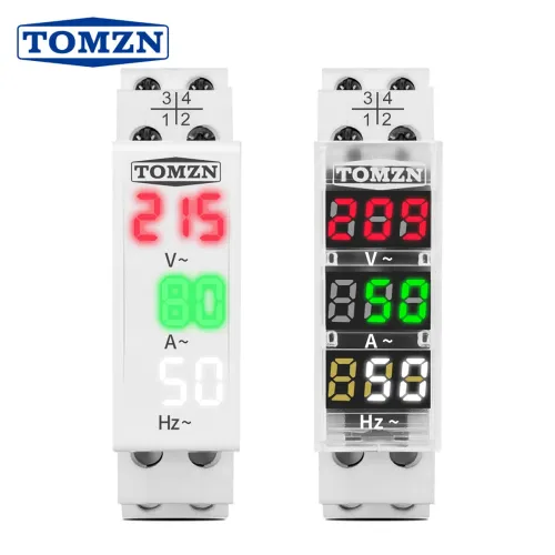Din Rail 3in1 Single Phase ampere voltage frequency Meter Ac 0-99Hz 100A voltmeter Indicator LED Digital Display 110V 230V TOMZN - TOMZN