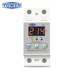 Din rail 40A 60A voltage display relay adjustable over under voltage proteciotn device automatic reconnect protector - TOMZN