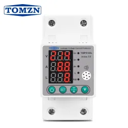 Din rail 63A Automatic Reconnect Over And Under Voltage Over Current Leakage Protection Surge Protect Protector Relay kwh power - TOMZN