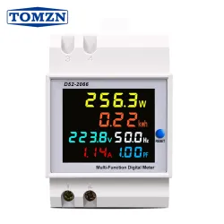 Din rail AC monitor 6IN1 110V 220V 380V 100A Voltage Current Power Factor Active KWH Electric energy Frequency meter VOLT AMP - TOMZN