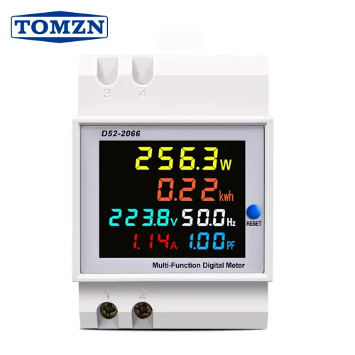 Din rail AC monitor 6IN1 110V 220V 380V 100A Voltage Current Power Factor Active KWH Electric energy Frequency meter VOLT AMP - TOMZN
