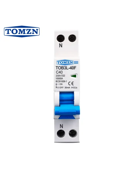 18mm RCBO 1P+N 10KA Residual current differential automatic Circuit breaker with over current Leakage protection AC type 230V - TOMZN
