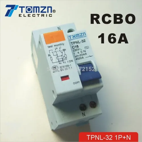 DPNL 1P+N 16A 230V~ 50HZ/60HZ Residual current Circuit breaker with over current and Leakage protection RCBO - TOMZN