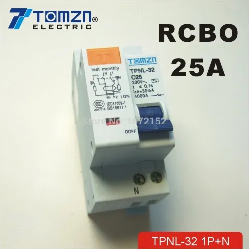 DPNL 1P+N 25A 230V~ 50HZ/60HZ Residual current Circuit breaker with over current and Leakage protection RCBO - TOMZN