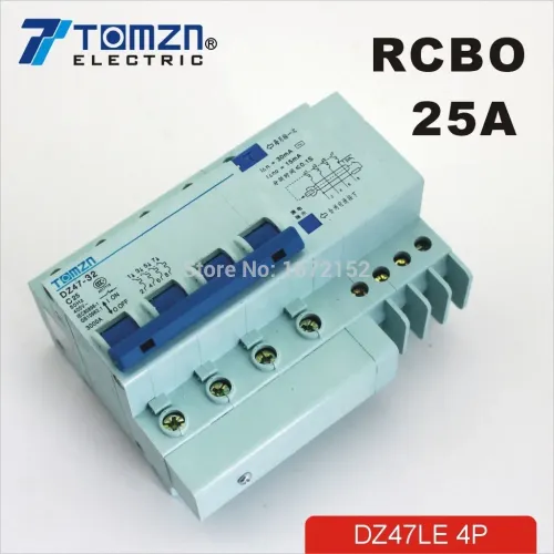 DZ47LE 4P 25A 400V~ 50HZ/60HZ Residual current Circuit breaker with over current and Leakage protection RCBO - TOMZN