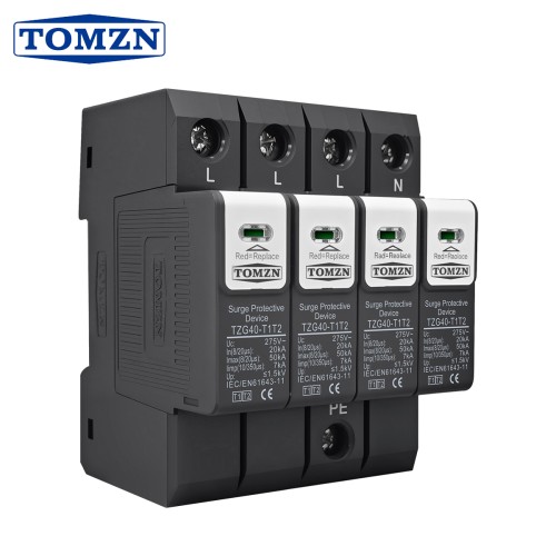 NEW Type T1 T2 2IN1 AC SPD Surge Protective Device 4P 8/20μs 20-50kA 10/350μs 7kA DIN Rail tomzn office Multiprise Parafoudre - TOMZN