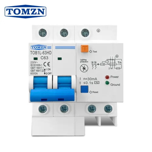 Residual current circuit breaker Main switch with surge protector RCBO MCB with Lightning protection SPD - TOMZN