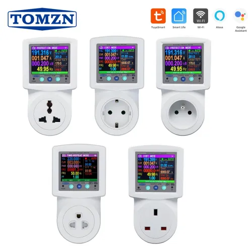 SKW WIFI Smart Socket For Universal EU UK France Thailand 1-16A OVP OCP UVP Timer V-I-Hz-kW-kWh-PF Display Bluetooth Prepayment - TOMZN