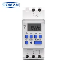 TOMZN 1NO 1NC Din Rail single phase Weekly 7 Days Programmable Digital TIME SWITCH Relay Timer AC 220V 230V 12V 24V 48V 16A - TOMZN