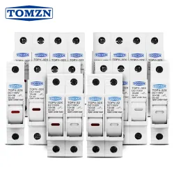 TOMZN 1P 2P 3P 4P 1100V DC Fuse Holder 10*38mm High Voltage PV TOPV-32X Base Photovoltaic System Protection Protector gPV - TOMZN
