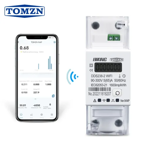 TOMZN 1P+N 65A Tuya WIFI Smart Bidirectional Energy Meter timer Power Consumption Monitor kWh Meter Wattmeter SMARTLIFE - TOMZN