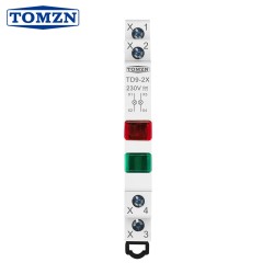 TOMZN 2 LED Din Rail indicator light TD9-2X 230V ACDC RED GREEN Dual-circuit Monitoring Flame-retardant Housing Ultra-thin Model - TOMZN