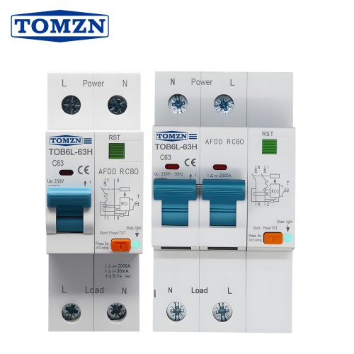TOMZN 2P AC230V 63A AFDD RCBO C Curve AC Type 35MM DIN Rail Short-circuit Overload Fault Arc Protection 6kA Circuit Breaker MCB - TOMZN