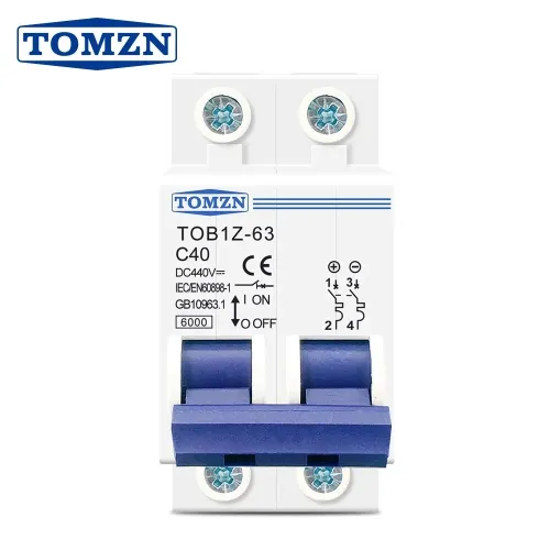 TOMZN 2P DC MCB 6KA 440V Mini Circuit Breaker 3A 6A 10A 16A 20A 25A 32A 40A 50A 63A - TOMZN