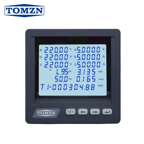 TOMZN 3 Phase 4 Wire System Multi-functional Meter Phase Voltage Line Voltage Current Active/Reactive Power PF RS485 Password - TOMZN