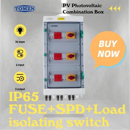 TOMZN 36 Ways 6 input 3 output PV Photovoltaic Combination Box IP65 Fuse SPD Isolating switch 1200V ABS 32A - TOMZN