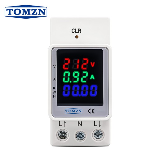 TOMZN 3IN1 Electric Energy Meter Current Measurement Voltmeter Digital Reconfigurable Colours Din Rail AC80-270V 0-100A 50/60Hz - TOMZN