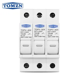 TOMZN 3P 1100V DC Fuse Holder 10*38mm High Voltage Solar PV TOPV-32 Base Photovoltaic System Protection Protector gPV - TOMZN