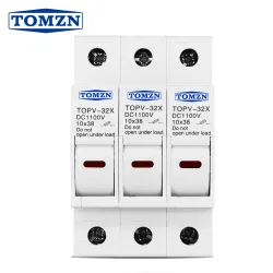 TOMZN 3P 1100V DC Fuse Holder 10*38mm High Voltage Solar PV TOPV-32 Base Photovoltaic System Protection Protector gPV LED - TOMZN