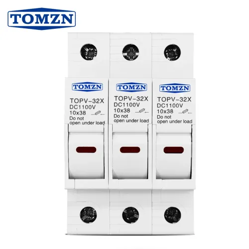 TOMZN 3P 1100V DC Fuse Holder 10*38mm High Voltage Solar PV TOPV-32 Base Photovoltaic System Protection Protector gPV LED - TOMZN