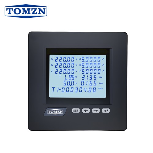 TOMZN 3P4L Large Size Multi-functional Meter Phase Voltage Line Voltage Current Active Reactive Power PF RS485 Password LCD - TOMZN