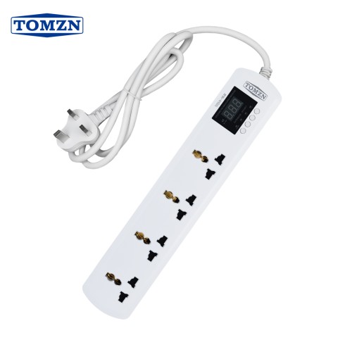 TOMZN 4-Outlet Power Strip Adjustable Voltage&Current Protector Universal EU Plug AC230V 1-16A 50/60Hz Voltage Display - TOMZN