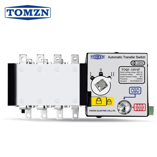 TOMZN 4P 100A ATS PC Class Automatic Transfer Switch Electrical Selector Switches AC 400V Auto or Manual 2 input 1 output - TOMZN