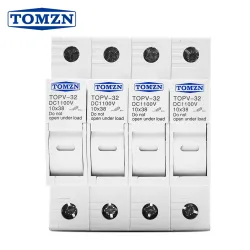 TOMZN 4P 1100V DC Fuse Holder 10*38mm High Voltage Solar PV TOPV-32 Base Photovoltaic System Protection Protector gPV - TOMZN