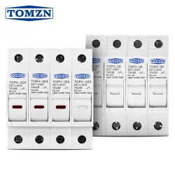 TOMZN 4P 1100V DC Fuse Holder 10*38mm High Voltage Solar PV TOPV-32X Base Photovoltaic System Protection Protector gPV LED - TOMZN